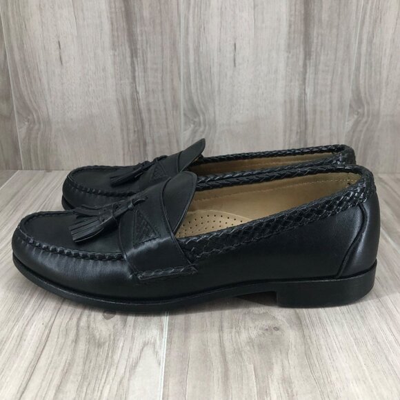 Allen Edmonds Loafers Mens 7.5D Maxfield Black Leather Slip On Tassel Shoes